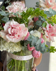 Interior arrangement “Blush & Fern” - roses, greens