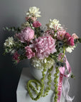 Interior arrangement "Chic Fusion" - peonies, roses, lisianthuses, greens