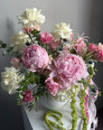 Interior arrangement "Chic Fusion" - peonies, roses, lisianthuses, greens