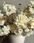 Interior arrangement "Warm Embrace" - roses, stock, dried flowers