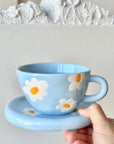 "Blue Daisy Set" - Handcrafted Clay Tea Duo