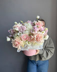 Flower Box “Tender Pink Tranquility” - roses, hydrangeas, ranunculuses