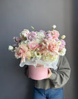 Flower Box “Tender Pink Tranquility” - roses, hydrangeas, ranunculuses