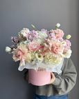 Flower Box “Tender Pink Tranquility” - roses, hydrangeas, ranunculuses