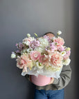 Flower Box “Tender Pink Tranquility” - roses, hydrangeas, ranunculuses