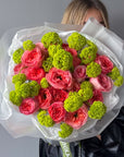 Bouquet "Lush Crush" - garden roses, viburnum