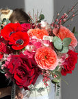 Flower Box "Heartfire" - anemones, hydrangeas, peony roses