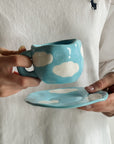 "Blue Skies Brew" - Handcrafted Clay Tea Duo