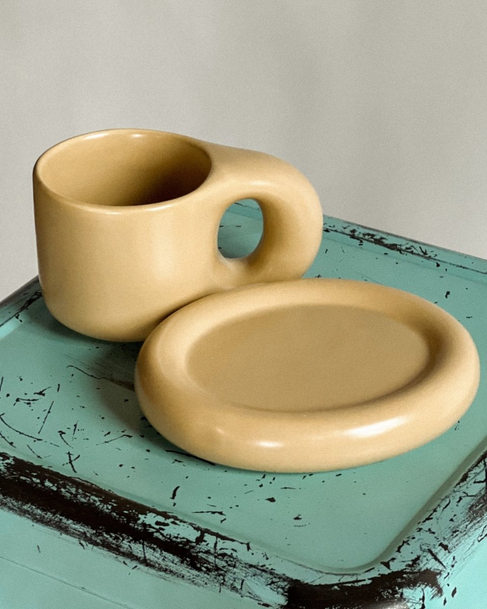 Coffee mug set with saucer - My Peonika Flower Shop