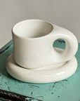 Coffee mug set with saucer - My Peonika Flower Shop