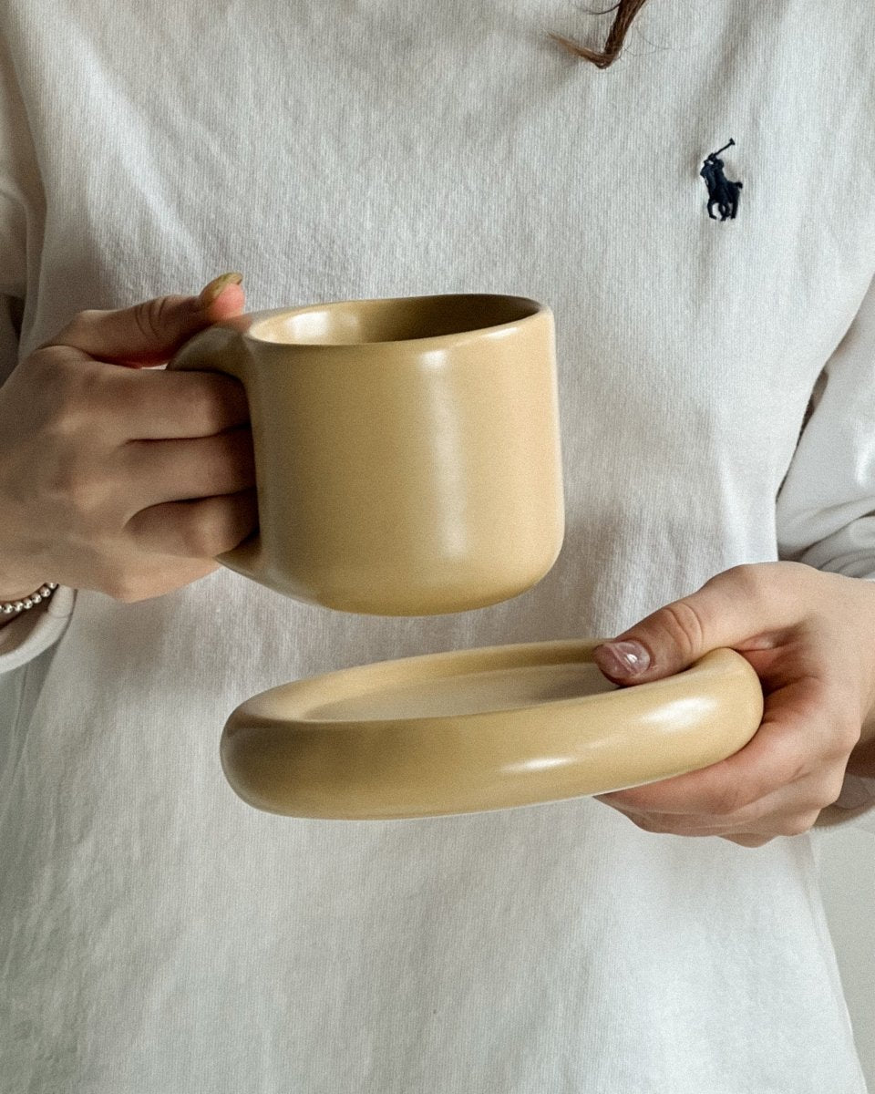 Coffee mug set with saucer - My Peonika Flower Shop