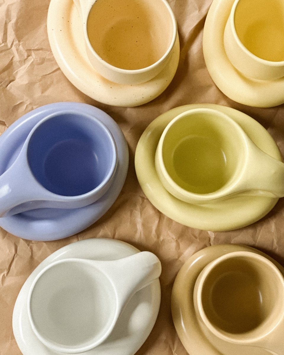Coffee mug set with saucer - My Peonika Flower Shop