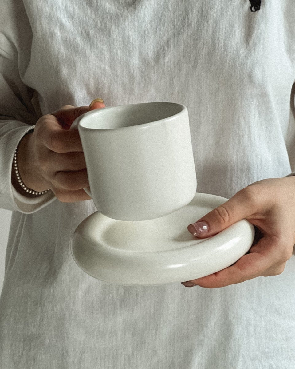 Coffee mug set with saucer - My Peonika Flower Shop