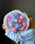 Duo Bouquet "Blues & Pinks" - My Peonika Flower Shop