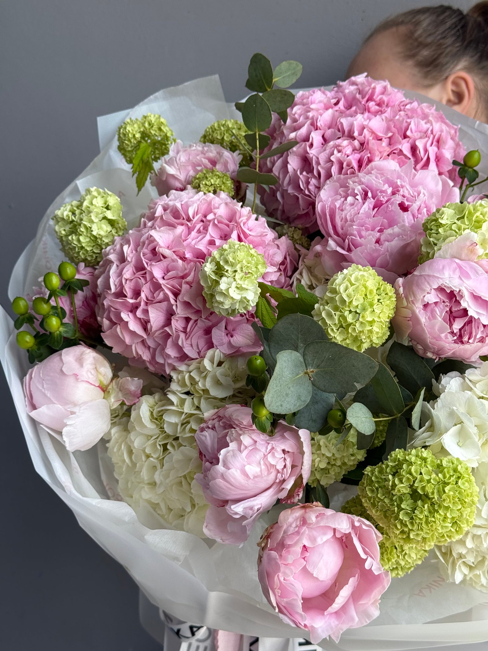 Bouquet “Love You, Mean It” – Peonies, hydrangeas, viburnum