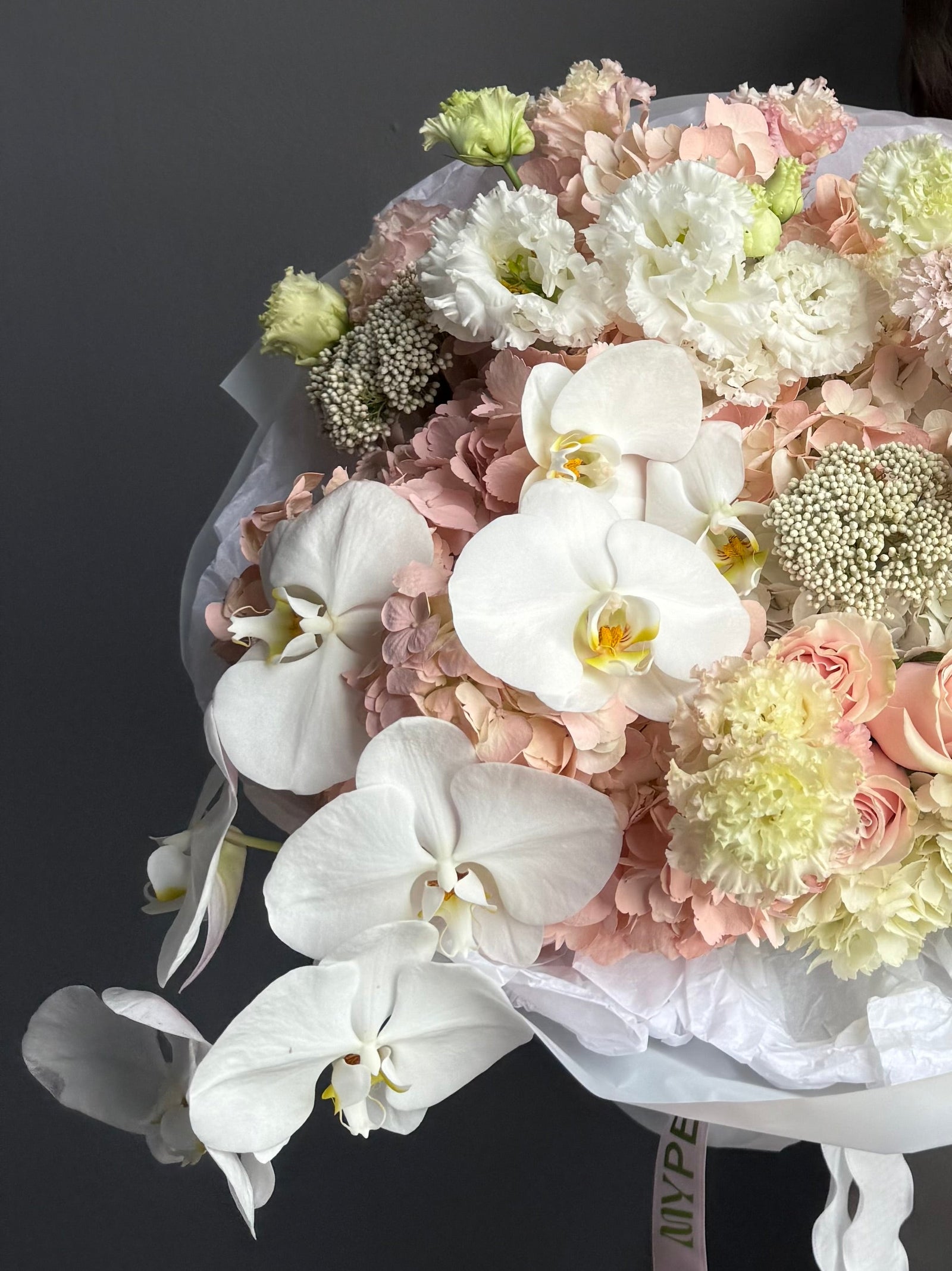 Bouquet “Soft But Obsessed” — orchid, rose, hydrangea, lisianthus