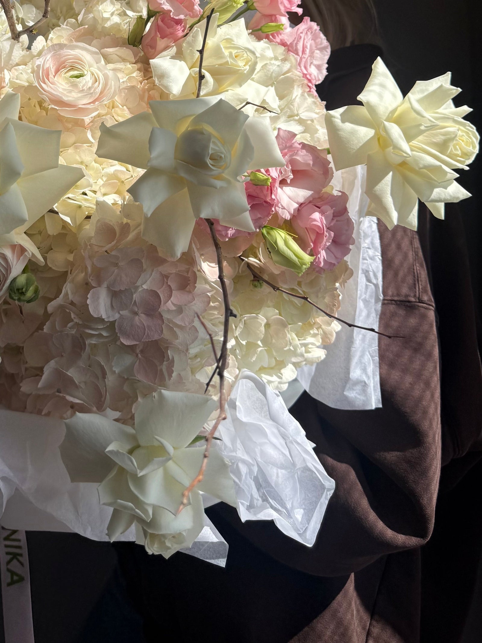 Bouquet “Angel Kiss” — ranunculus, roses, hydrangea