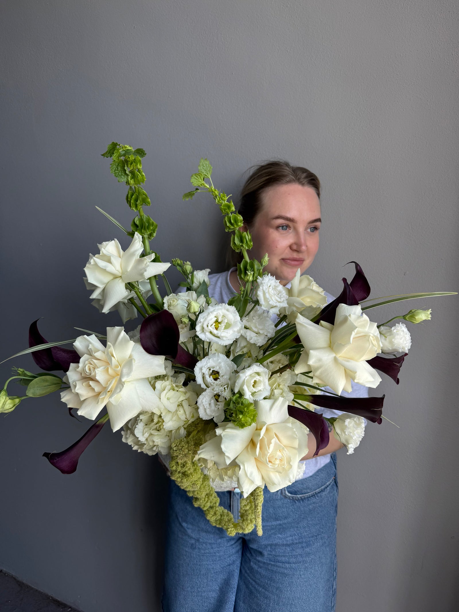 Interior Arrangement “Avant Garde” - calla, roses, lisianthus(ONLY MIAMI)