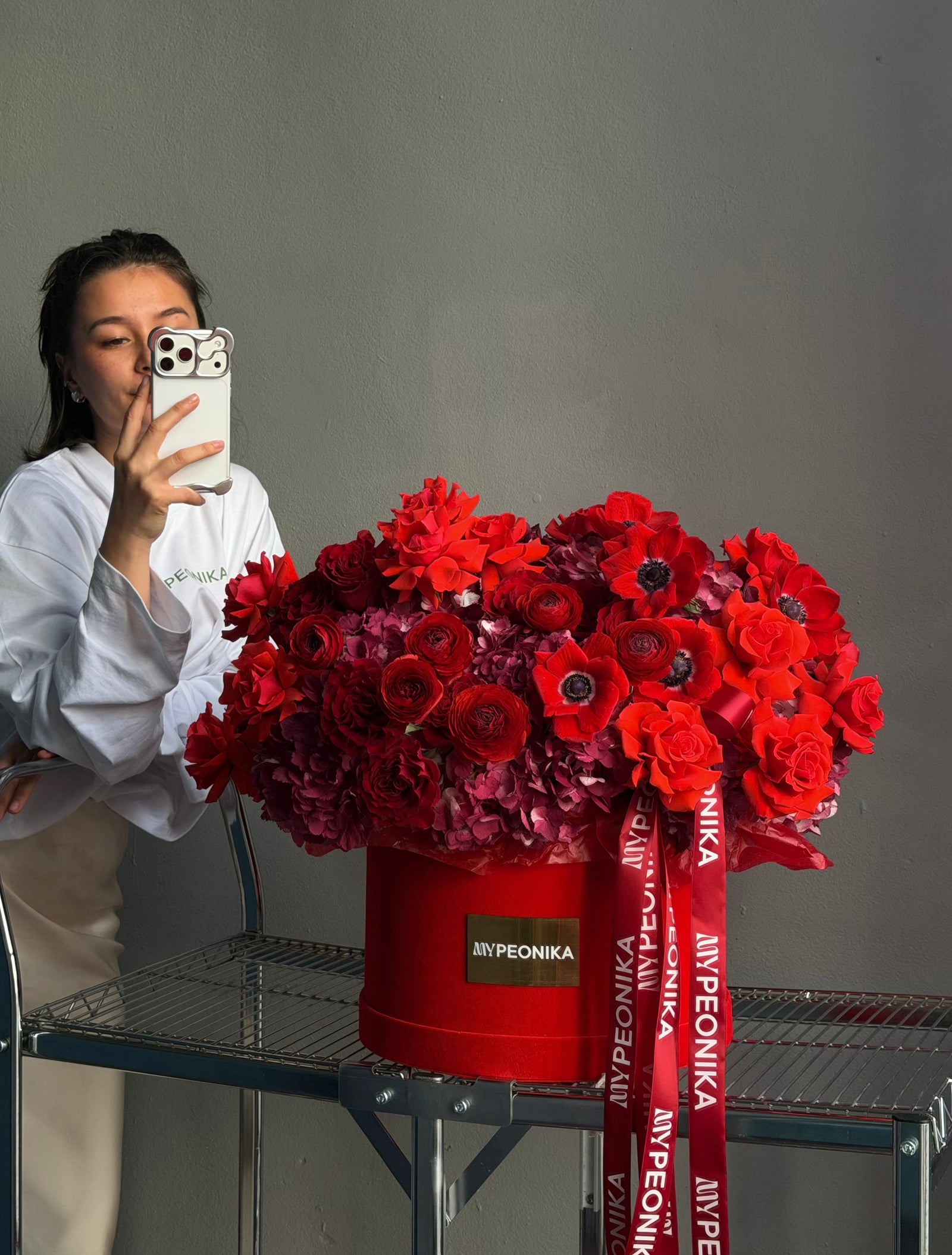 Flower Box “LOVE, BUT EXTRA” — anemone, ranunculus, rose, hydrangea