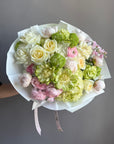 Bouquet “The Softest Thank You” — roses, hydrangea, peonies, ranunculus, veggie roses