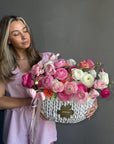 Flower Basket “Petal Cloud” — mixed ranunculuses