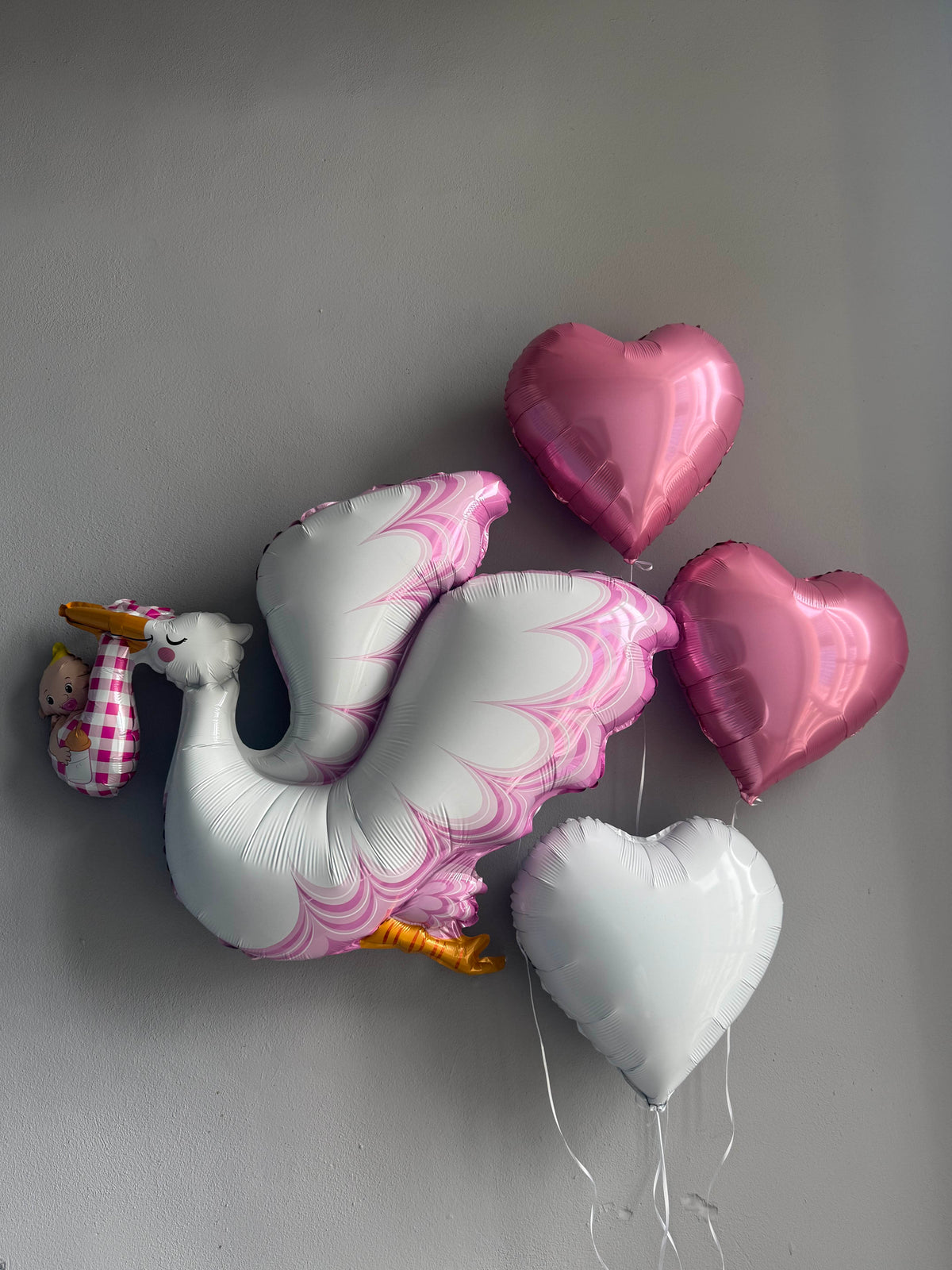 Jumbo Balloon "Welcome Baby Girl Stork"