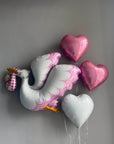 Jumbo Balloon "Welcome Baby Girl Stork"