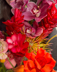 Flower basket “Tropical Garden” - orchids, roses, ranunculuses
