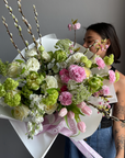 Bouquet "Sweet May" - roses, ranunculuses, carnations