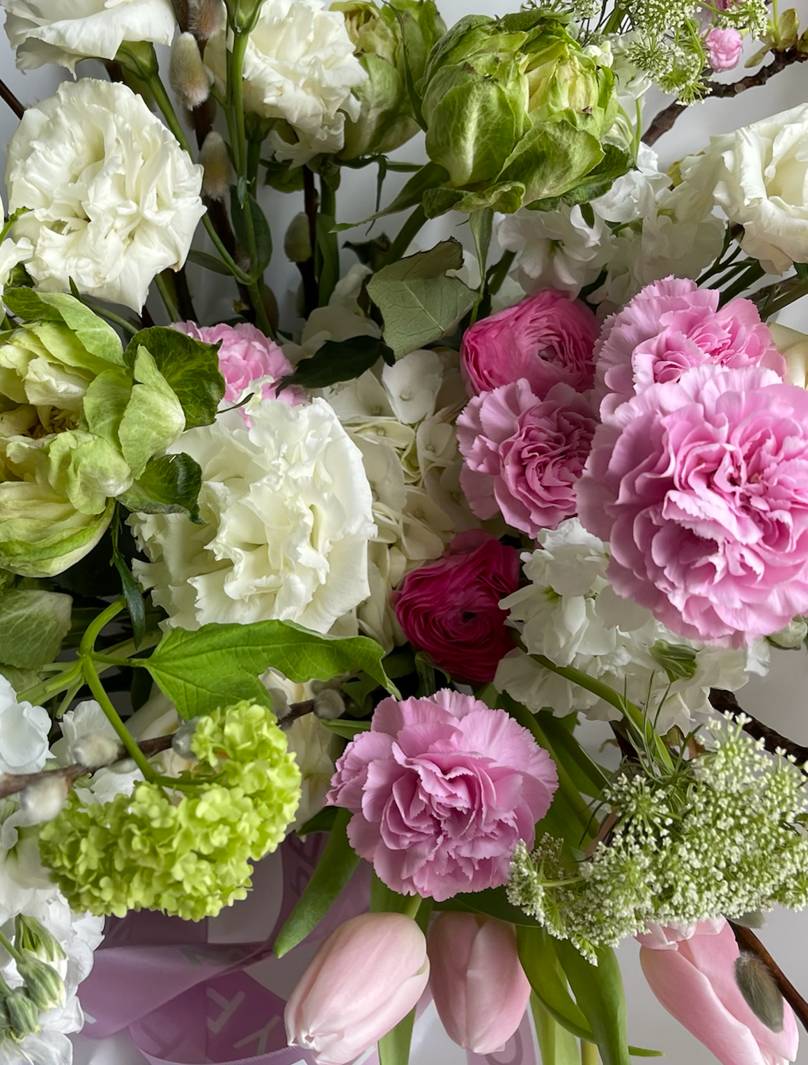 Bouquet "Sweet May" - roses, ranunculuses, carnations