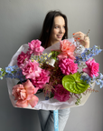 Bouquet “Euphoria“ - anthurium, roses, delphinium, hydrangeas