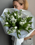 Duo bouquet “White Duet” - white tulips, white stock