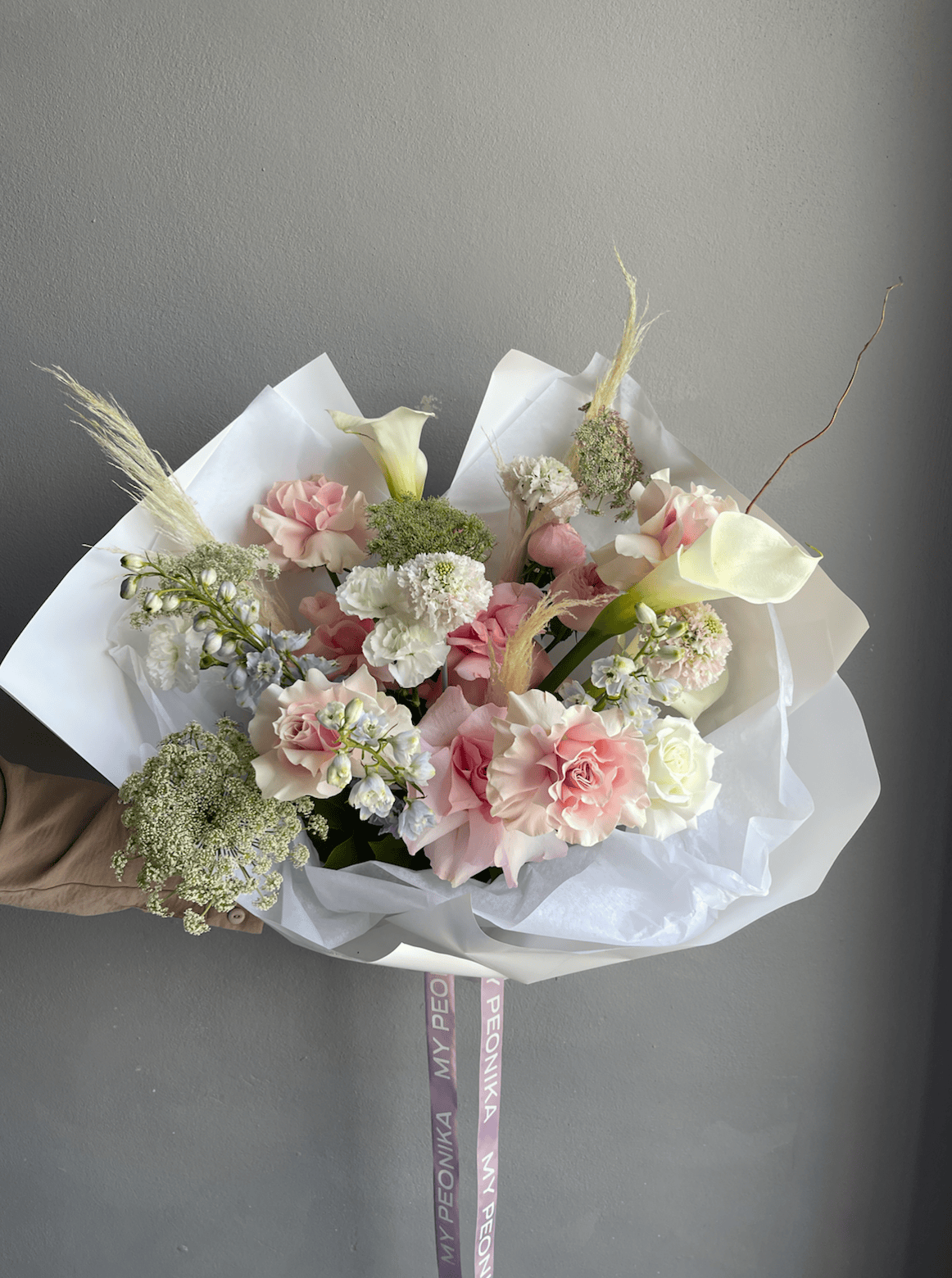 Bouquet "Lover’s Serenade" - calla lilies, peonies, roses