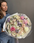 Bouquet "Cream Dream Team" - Ranunculuses, garden roses, stock