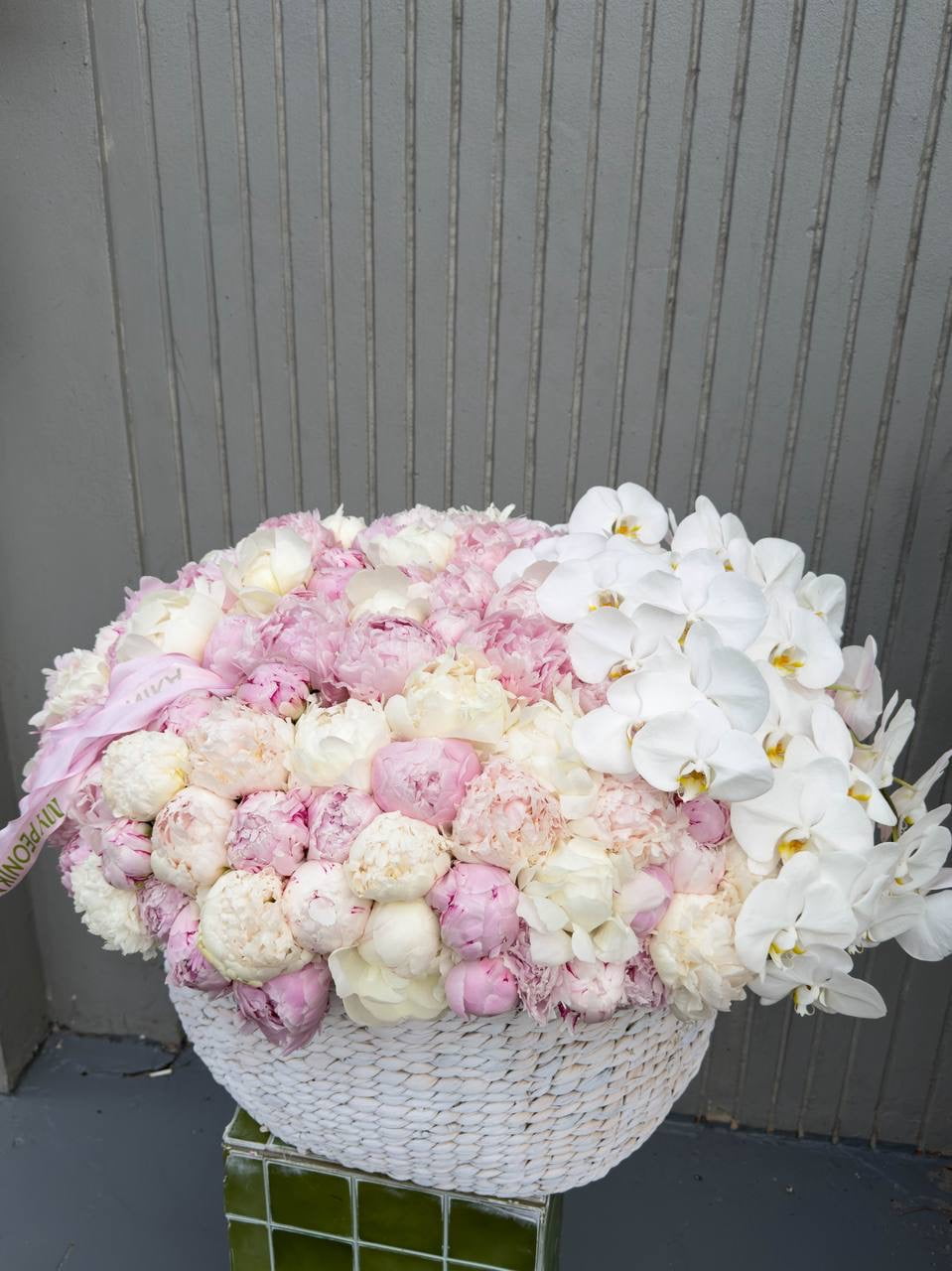 Flower Basket “Beyond Dreams” — peonies, orchids
