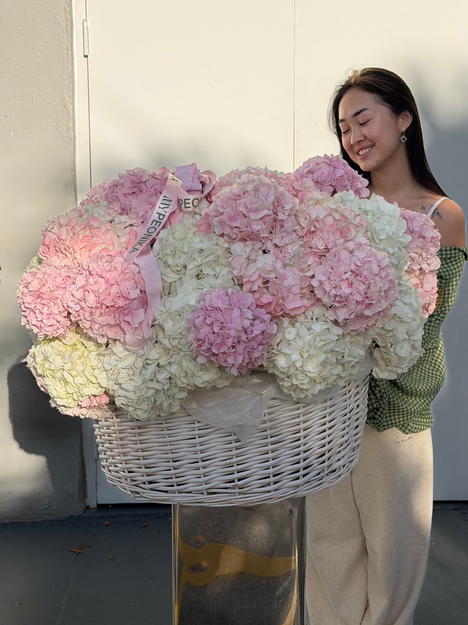 Flower Basket “Say Nothing. Send This” — hydrangeas