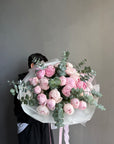 Bouquet "Forever Sarah Bernhardt" - peonies, eucalyptus