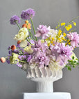 Vase Arrangement “Amethyst Sun” — roses, hydrangeas, allium, ranunculus