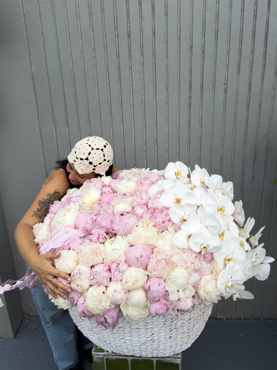 Flower Basket “Beyond Dreams” — peonies, orchids