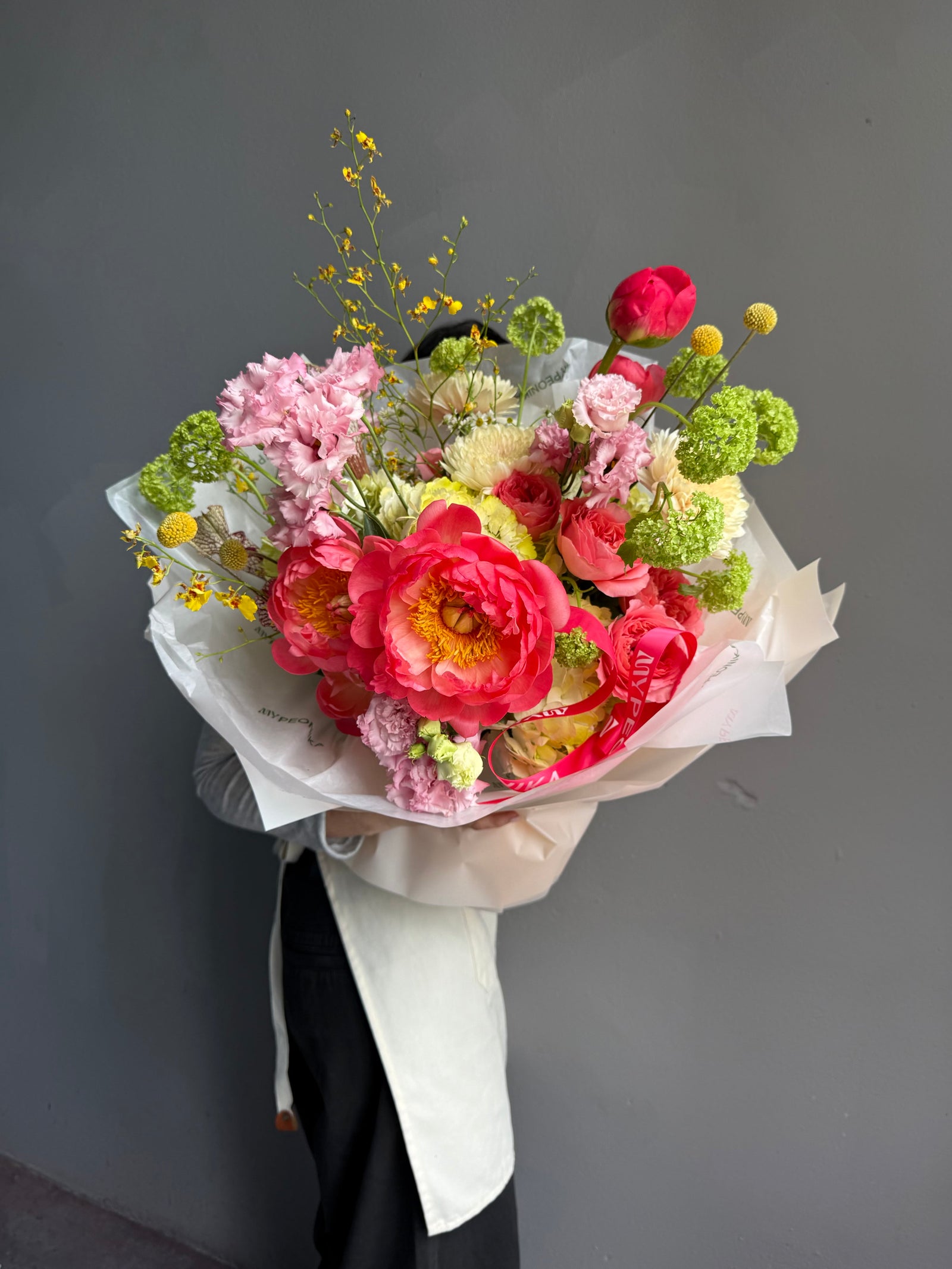 Bouquet “Sweet Obsession” — peonies, hydrangea, vibrunum, eustoma