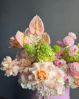 Flower Box “The Way You Care” — roses, hydrangea, ranunculus, anthurium, viburnum