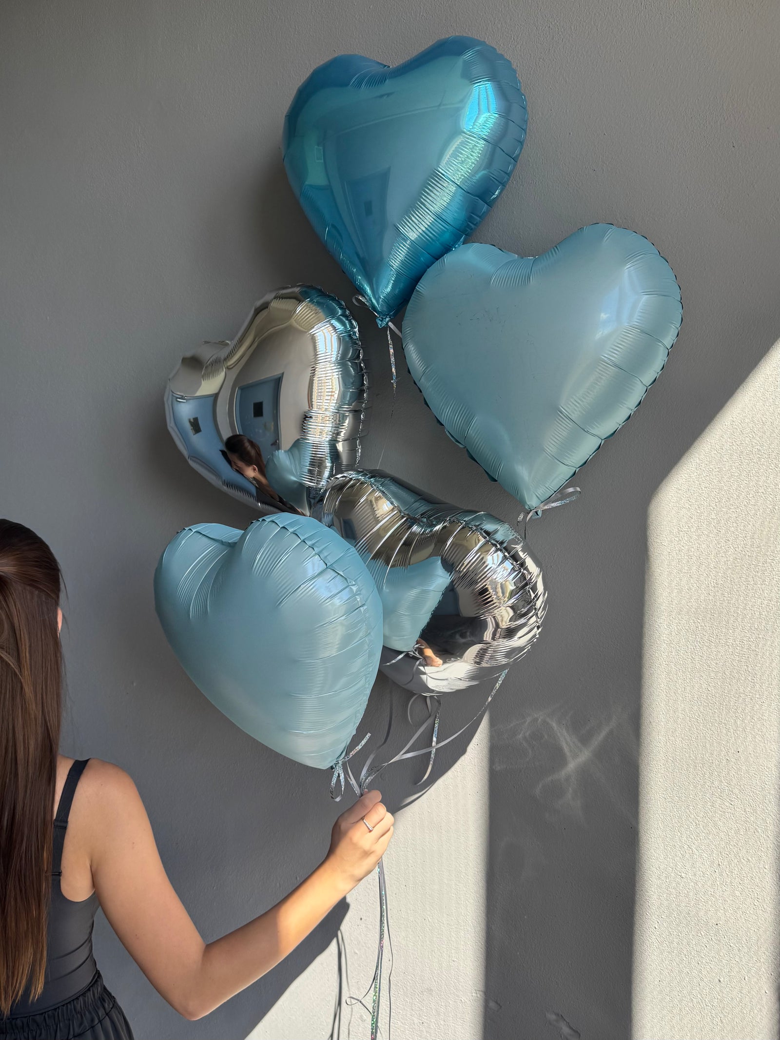 BALLOONS "BLUE &amp; SILVER HEARTS"