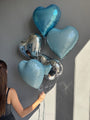 BALLOONS "BLUE & SILVER HEARTS"