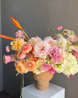 Vase Arrangement “Dear September” — roses, ranunculus, hydrangea, bird of paradise