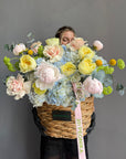 Flower Basket “Okay But This One” — peonies, hydrangea, roses