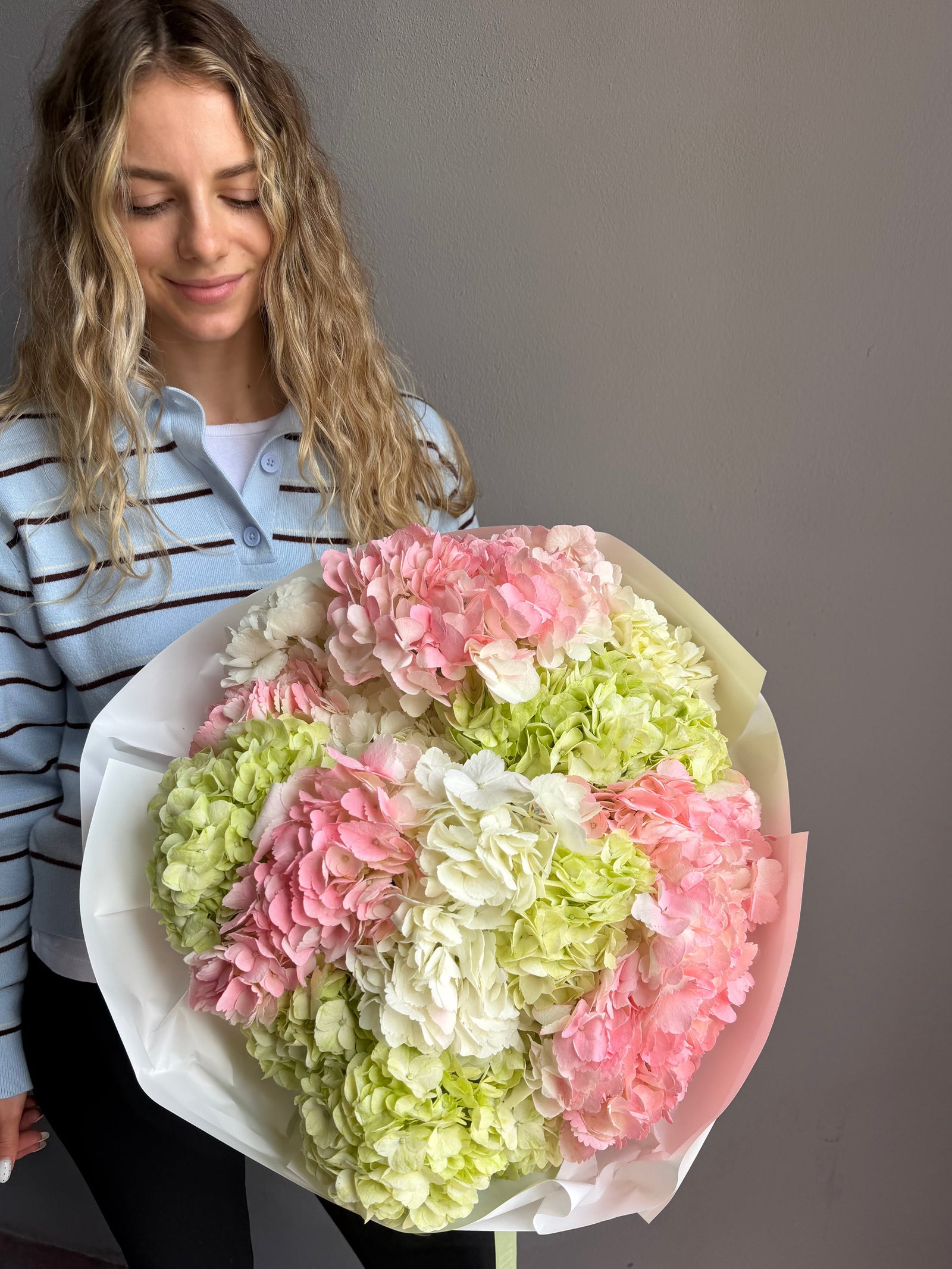 Bouquet "Hydrangea Lover" - pink, green and white hydrangeas