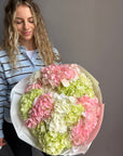 Bouquet "Hydrangea Lover" - pink, green and white hydrangeas