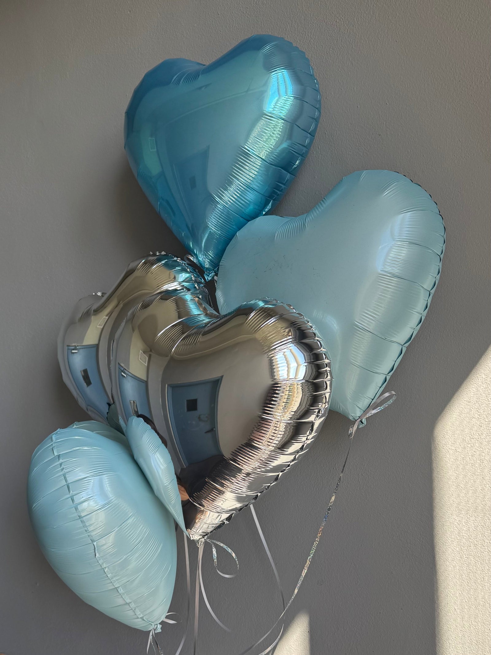 BALLOONS "BLUE &amp; SILVER HEARTS"