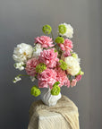Vase Arrangement “Petal Baby” — roses, peonies, viburnum