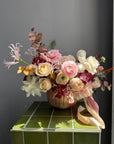 Floral arrangement “Pink Pumpkin” - ranunculuses, roses